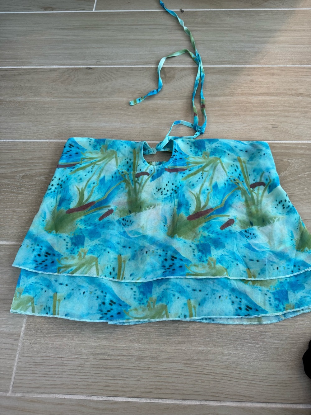 Edikted Blue Aqua Watercolor Halter Camisole